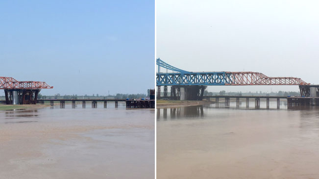 石济黄河大桥万吨级桥梁被&ldquo;推&rdquo;上主桥墩