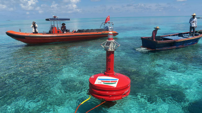海南三沙：赵述岛灯浮标布设工作顺利完工