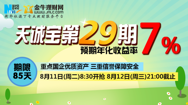 天诚宝第29期开售：预期年化收益率7%