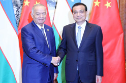 李克强会见乌兹别克斯坦总统卡里莫夫