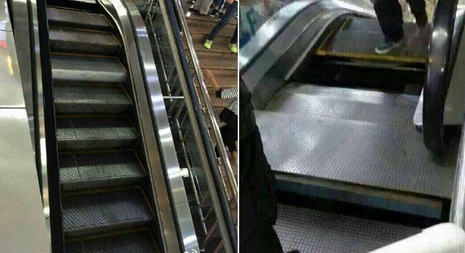 沈阳扶梯塌陷 女子觉察异响逃过一劫