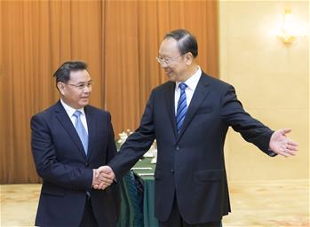 杜青林会见老挝人革党代表团