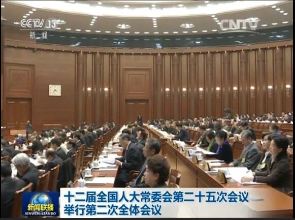 十二届全国人大常委会第二十五次会议举行第二次全体会议 张德江出席