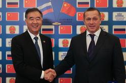 汪洋与俄罗斯副总理特鲁特涅夫举行中国东北地区和俄罗斯远东及贝加尔地区政府间合作委员会第一次会议