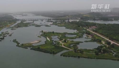 航拍滹沱河生态长廊