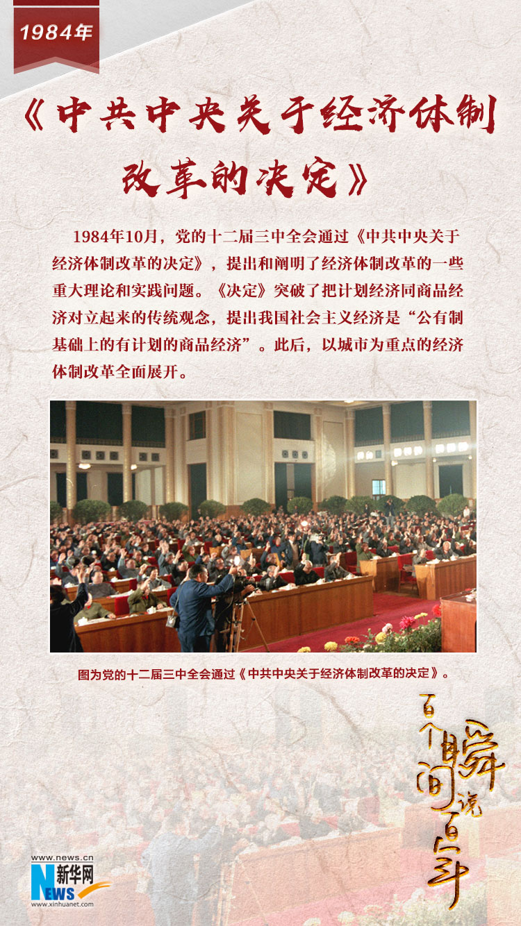 1984，《中共中央关于经济体制改革的决定》