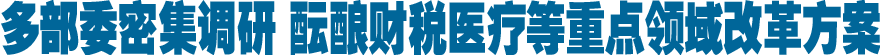 多部委密集调研 酝酿财税医疗等重点领域改革方案