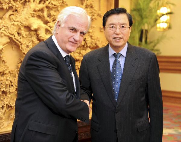 张德江会见希腊海洋、岛屿和渔业事务部部长季亚曼蒂季斯