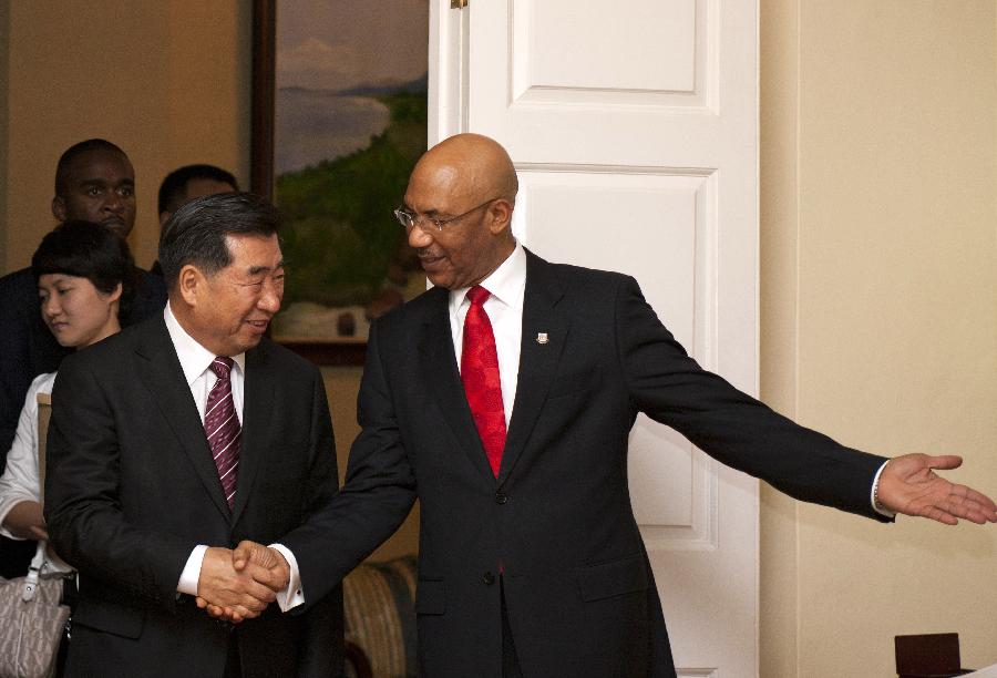 回良玉会见牙买加总督艾伦