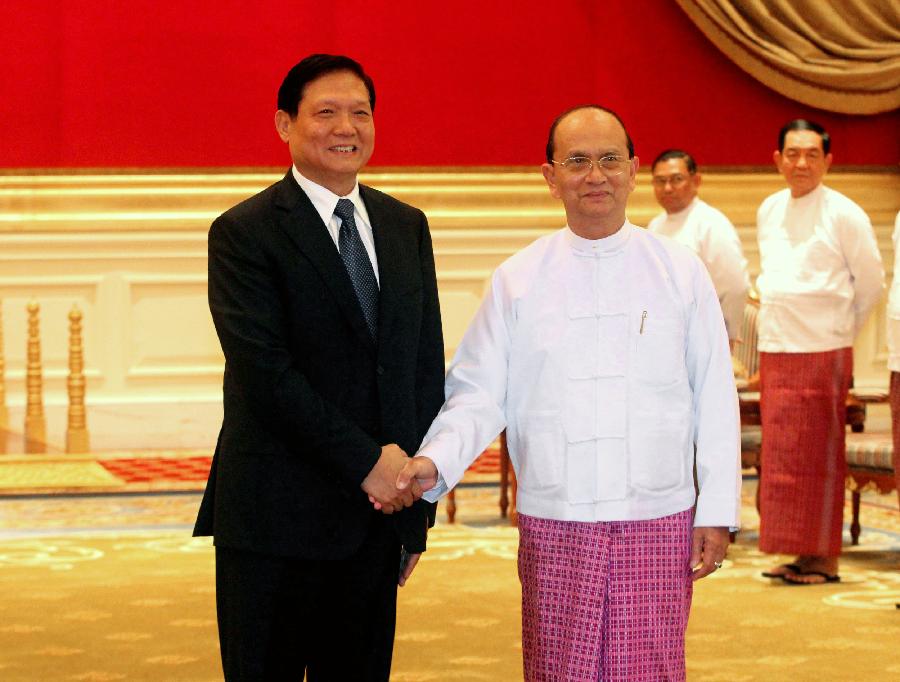 缅甸总统吴登盛会见刘淇