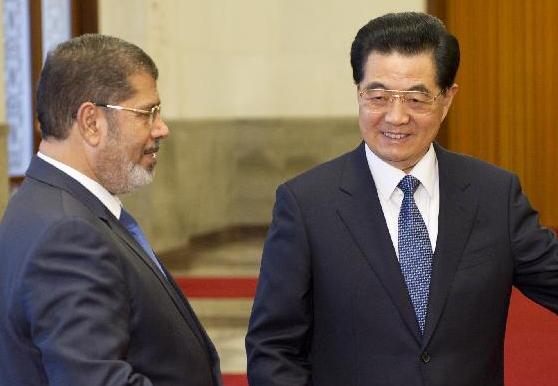 胡錦濤舉行儀式歡迎埃及總統穆爾西訪華