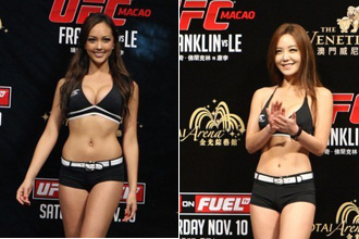 高清图：UFC澳门称重仪式 韩国宝贝展示灿烂笑容