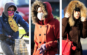 寒风中&ldquo;上班族&rdquo;体验凛冽的冬日