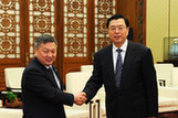张德江会见蒙古国国家大呼拉尔主席恩赫包勒德