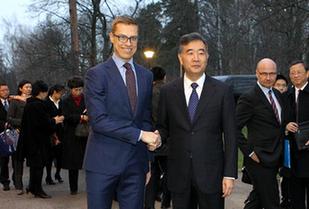 汪洋同芬兰总理斯图布举行会谈