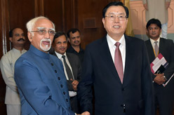 张德江与印度副总统兼联邦院议长安萨里举行会谈