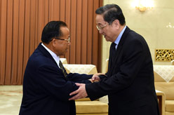 俞正声会见老挝建国阵线中央常务副主席