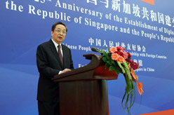 俞正声出席中新建交25周年招待会