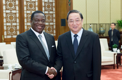 俞正声会见津巴布韦非洲民族联盟－爱国阵线代表团