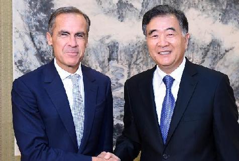 汪洋会见金融稳定理事会主席、英格兰银行行长卡尼