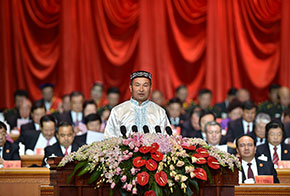 牧民代表牧民阿依特江&middot;帕尔曼发言