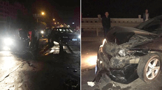 湖北荆门：两团伙聚众斗殴 街头开车对撞(组图)