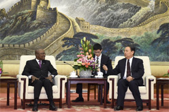 赵乐际会见加蓬民主党代表团