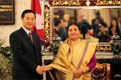 尼泊尔总统班达里会见刘奇葆