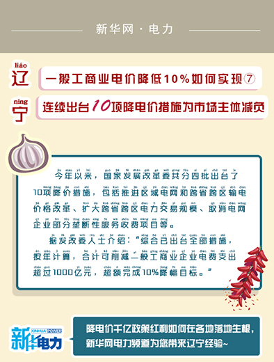 辽宁连续出台10项降电价措施为市场主体减负