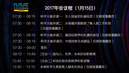 未来论坛2017年会议程（1月15日）