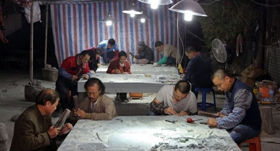 挑灯制作包公文化园大型端砚雕塑