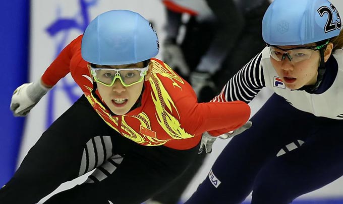 亚冬会短道速滑女子3000米接力赛：中国队获得亚军