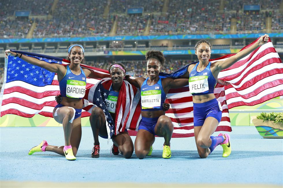 女子4x100米接力决赛 美国队夺冠