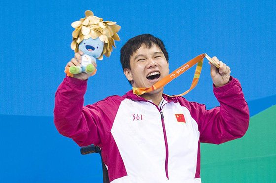 里约残奥会靳志鹏获男子50米蛙泳SB3级冠军并打破世界纪录