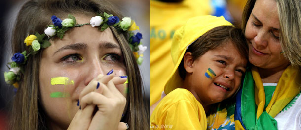 巴西球迷伤心落泪