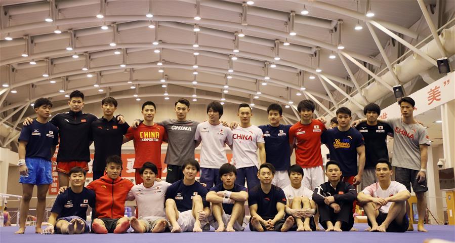 中日体操男队首次进行合练