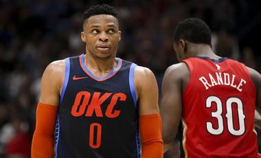 综合消息：“威少”空砍“40+” 雷霆爆冷负鹈鹕