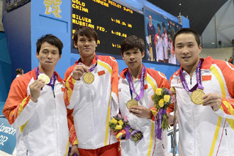 中国队夺男子4X100米混合泳接力34分冠军[高清]