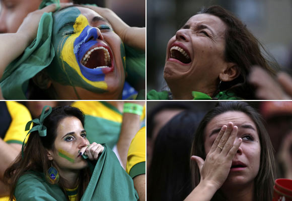 揪心！巴西球迷现场痛哭流涕