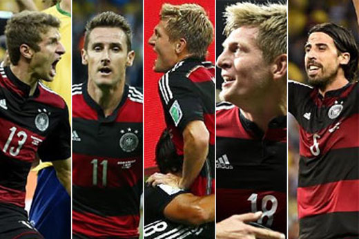 进球时刻：德国7-1胜巴西 7分钟灌4球 29分钟5比0