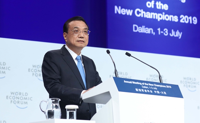 李克强出席2019年夏季达沃斯论坛开幕式并发表特别致辞