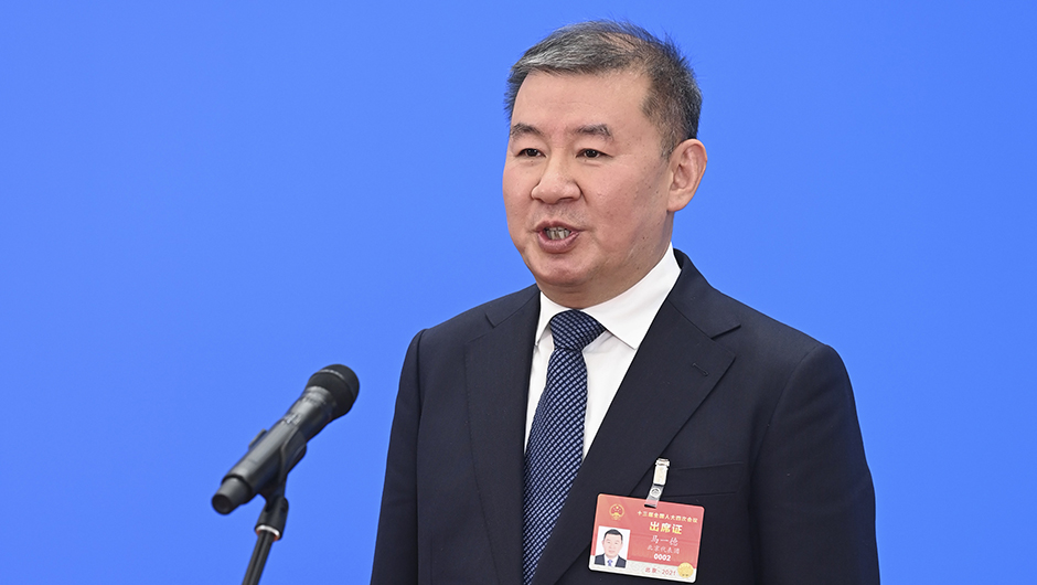 全国人大代表马一德通过网络视频方式接受采访