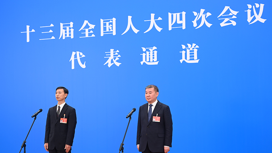 全国人大代表张金海、马一德通过网络视频方式接受采访