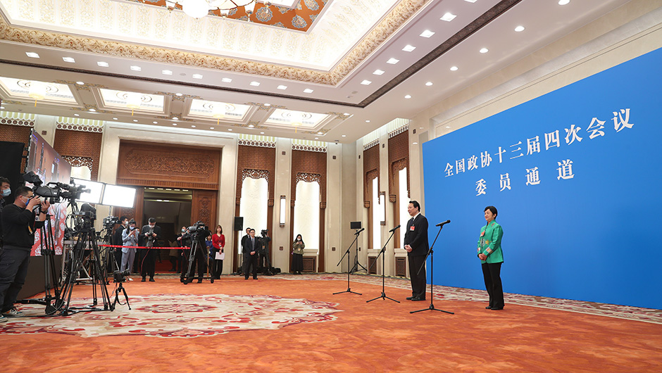 全国政协委员通过网络视频方式接受媒体采访