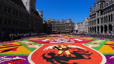 比利时布鲁塞尔举行第22届“鲜花地毯”节