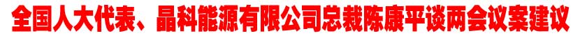 全国人大代表、晶科能源有限公司总裁陈康平谈两会议案建议