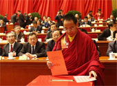 全国政协委员十一世班禅额尔德尼&middot;确吉杰布在投票