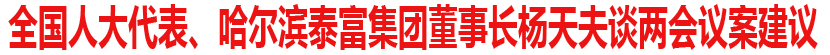 全国人大代表、哈尔滨泰富集团董事长杨天夫谈两会议案建议