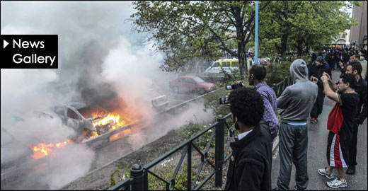 瑞典首都夜间骚乱持续 数百年轻人焚烧汽车袭击警察