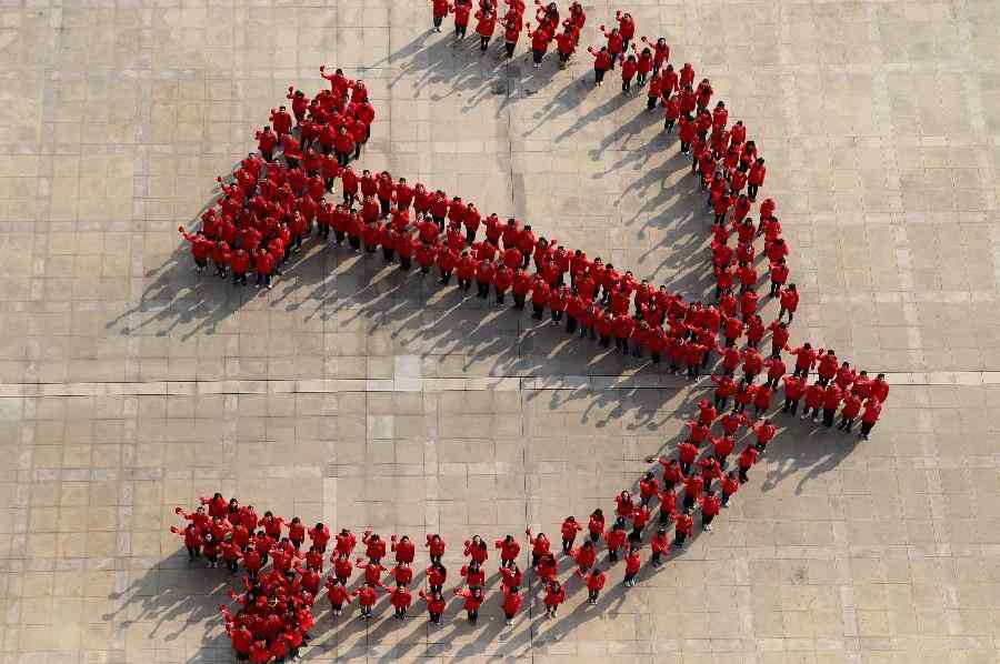 复旦大学生摆&ldquo;党徽&rdquo;造型喜迎十八大